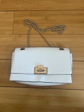 ALDO Laurenceex crossbody bag White Croc-Effect Gold Tone Cabin Strap
